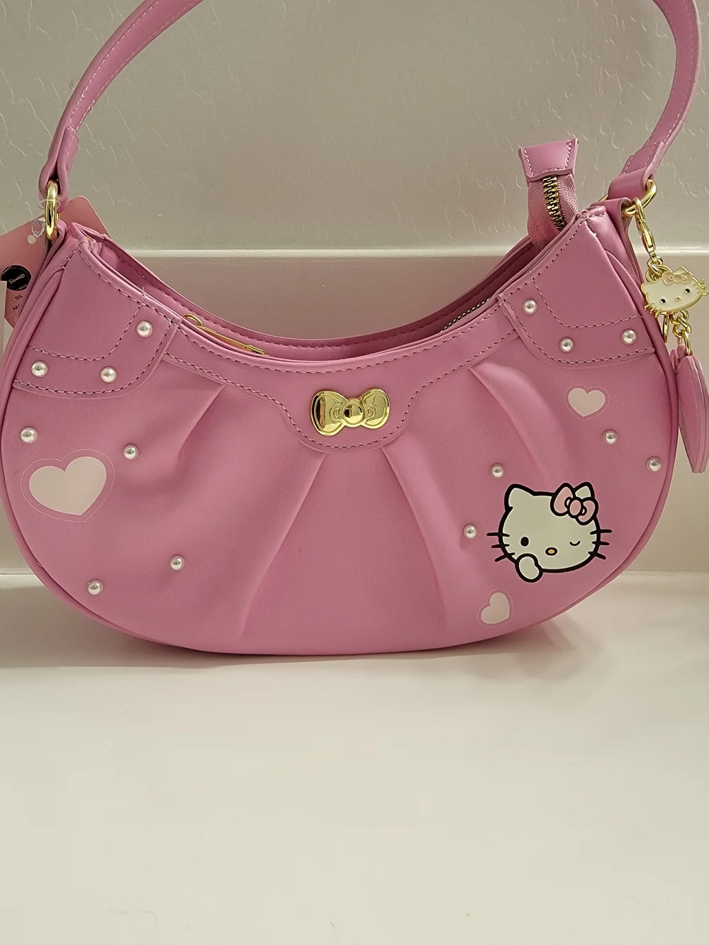 Hot Topic Pink Hello Kitty Heart Satchel with Gold Accents